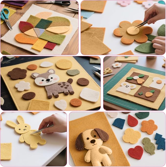 7" x 11" Felt Sheets Fabric for Crafts, 10 Pieces Soft Brown Thick Stiff Craft