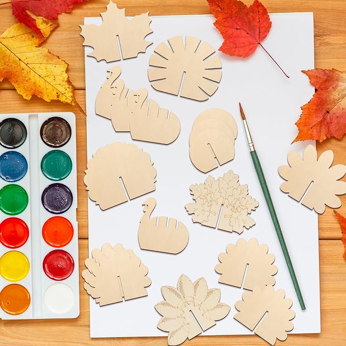 COCHIE DIY 3D Turkey Thanksgiving Wood Crafts to Paint, Paintable Unfinished