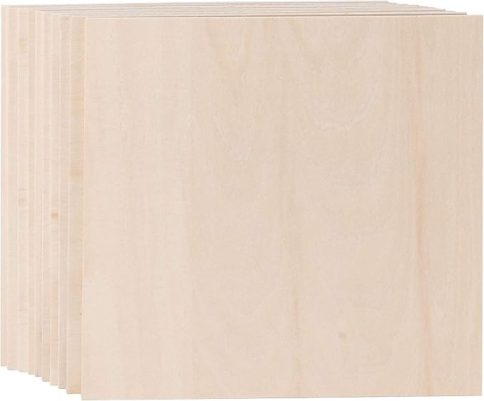 10 PCS 10 x 10 x 1/8 Inch Basswood Sheets, Thin Wood Sheets, Square Unfinished