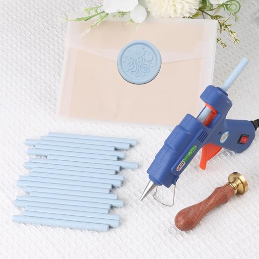 Dusty Blue Sealing Wax Sticks, WASOHLING 20Pcs Glue Gun Wax Seal Sticks