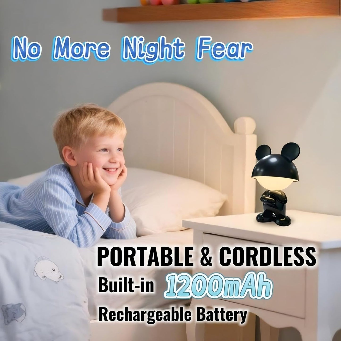 Night Light | Mini Desk Lamp | Table Lamps for Night Stands LED Cool Shape 3 Level Dimmable Touch Light with Rechargeable Battery for Bedside Living Room Home Decor Christmas Gifts(Black)