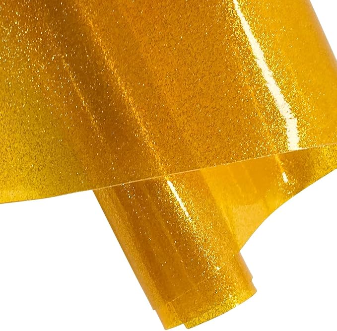ONEART | Mango Yellow Transparent Glitter Vinyl Roll, 0.7 mm Solid Clear PVC