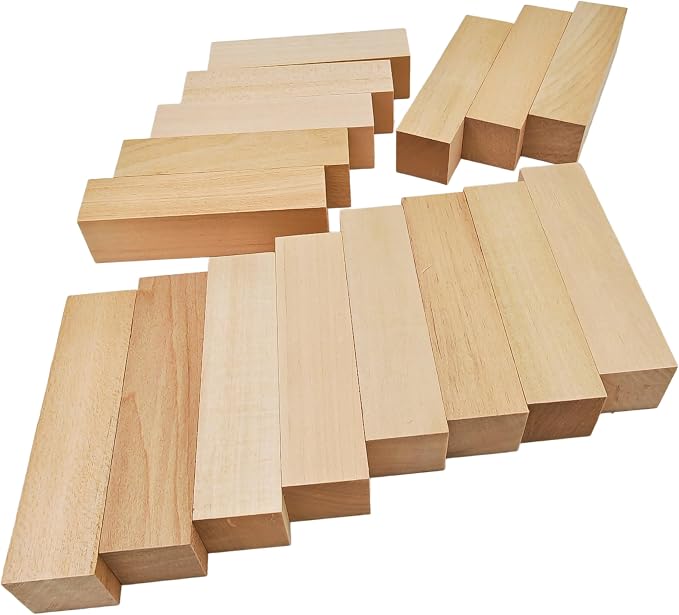 16Pcs Unfinished Basswood Blocks-1x1x4 Inch Small Rectangular Wood Blocks