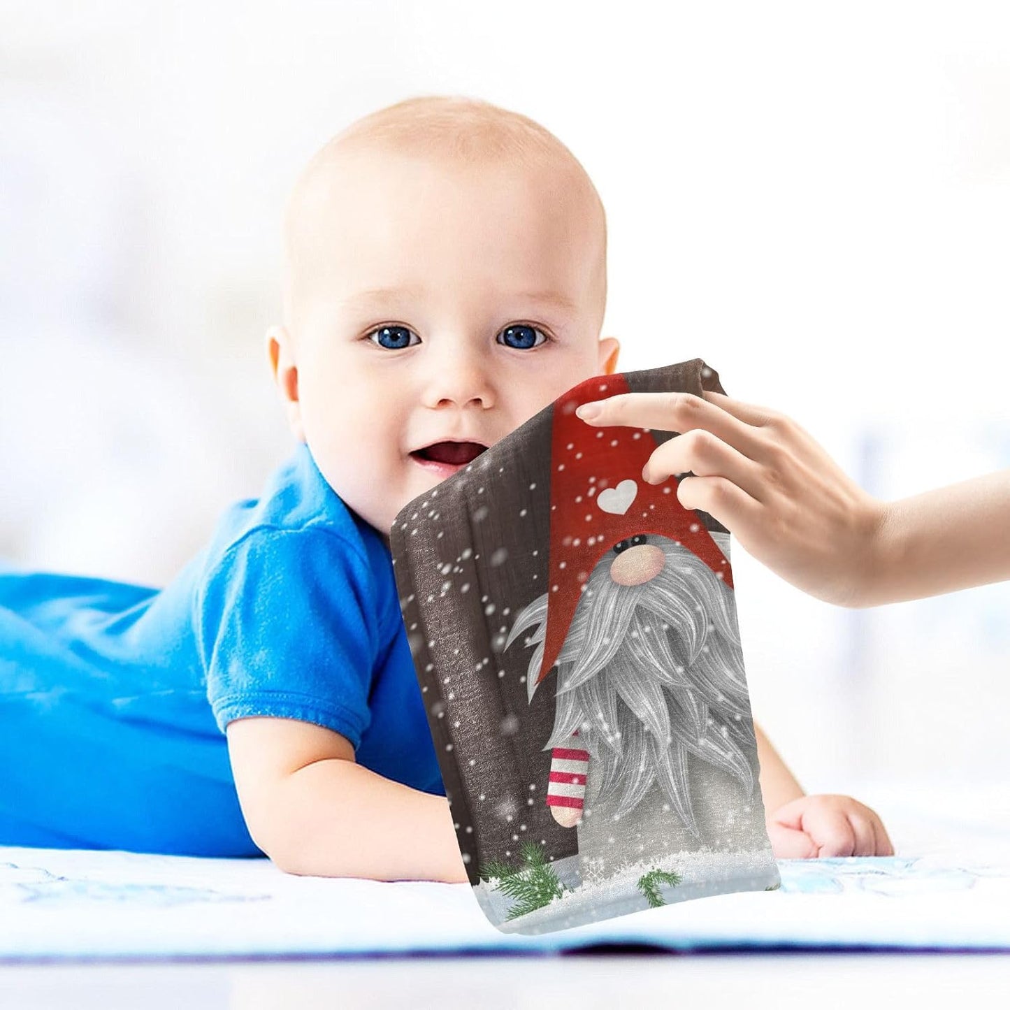 Folklore Elves Muslin Burp Cloths Baby Burp Cloths for Boys Girls Christmas Snowflake Baby Muslin Washcloths Baby Essentials for Newborn Soft Absorbent 12x12in,3 Pack
