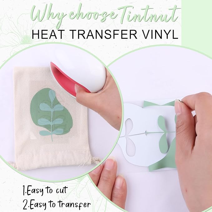Tintnut Sage Green Heat Transfer Vinyl, 10inx6ft Iron on Vinyl | Neutral boho