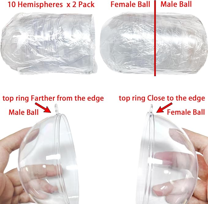 Jishi 10pk Clear Plastic Christmas Ornaments