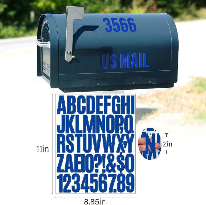 Letter Stickers, Mailbox Numbers, 2 Inch Waterproof Vinyl Alphabet | 2 Inch Blue