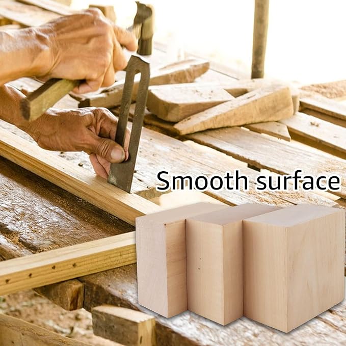 SHUESS 4 PCS Basswood Carving Blocks 4 X 4 X 2 inch Basswood