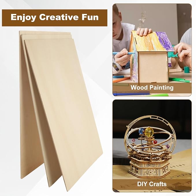 24Pcs 16 x 12 x 1/8 Inch Basswood Sheets, Unfinished Wood Boards, 3mm Basswood