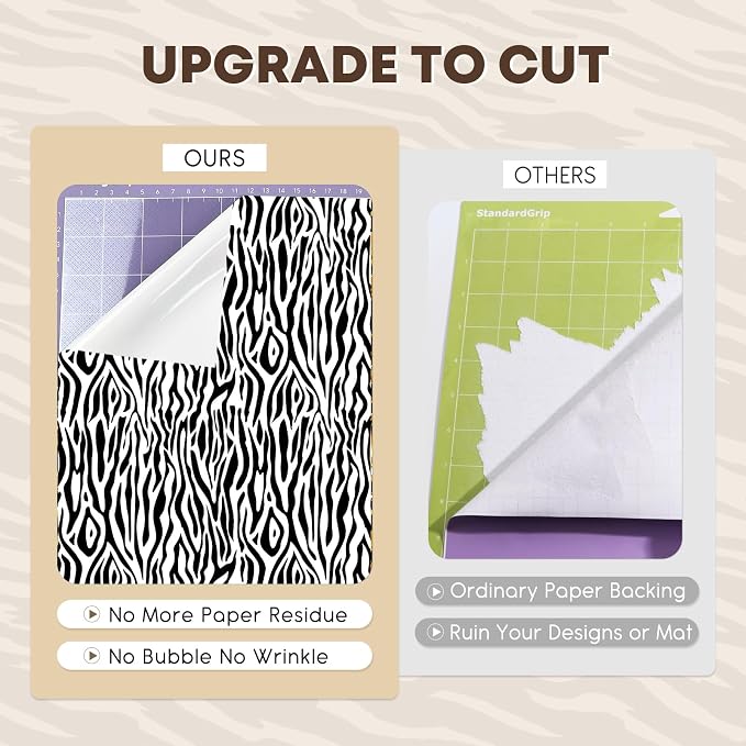 Tintnut Leopard Permanent Vinyl Zebra Pattern Adhesive Vinyl 8 Pcs 12x10in |