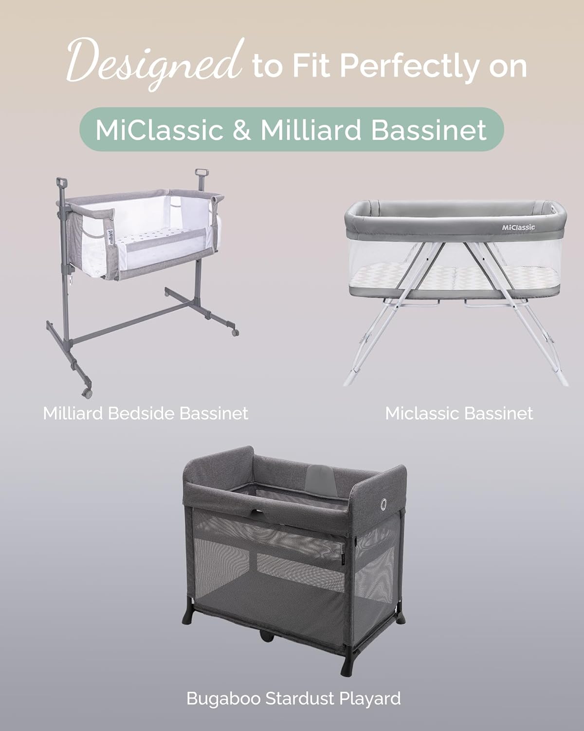 Bedside Sleeper Bassinet Sheets 35x20 for Mi, Milliard Bassinet and Large Bedside Sleepers - Buttery Soft, Premium Stretchy Jersey Knit Sheets - Burnt Orange+Mustard Yellow+ GrayGray, 3 Pack