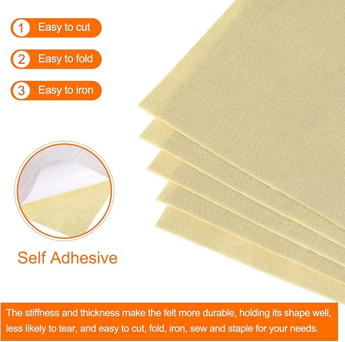 MECCANIXITY Adhesive Felt Sheets, Felt Fabric Crafts Back Adhesive Felt Sheets