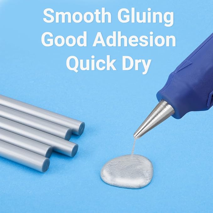 Metallic Silver Hot Glue Sticks Mini, Small Adhesive Glue Sticks