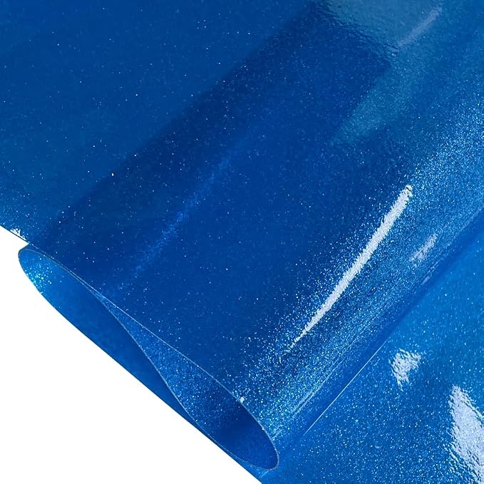 ONEART | Blue Transparent Glitter Vinyl Roll, 0.7 mm Solid Clear PVC Jelly