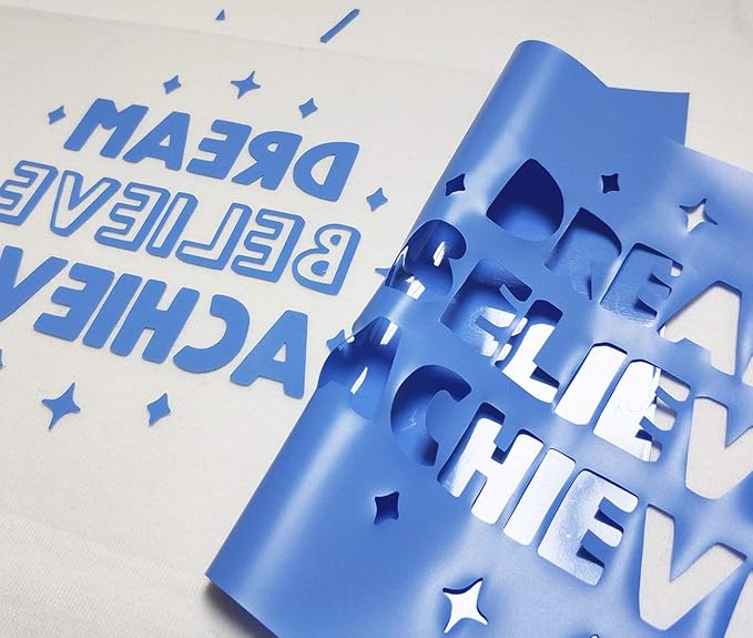 guangyintong Heat Transfer Vinyl Sky Blue HTV Rolls, Glossy Surface Sky Blue