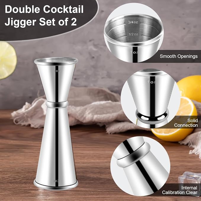 Briout Jigger and 2 Pourers, Double Cocktail Jigger Japanese Premium 304