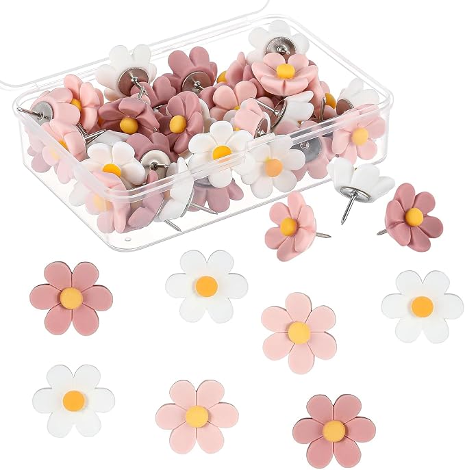 30PCS Cute Push Pins, Bulletin Board Pins, Bulletin Board Decorations, Flower