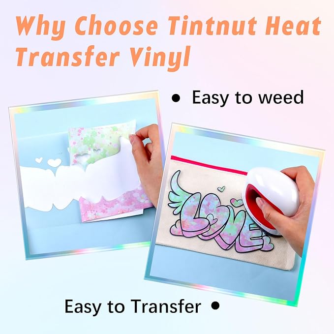 Tintnut Spring Color Splash Heat Transfer Vinyl, stretch washable, works