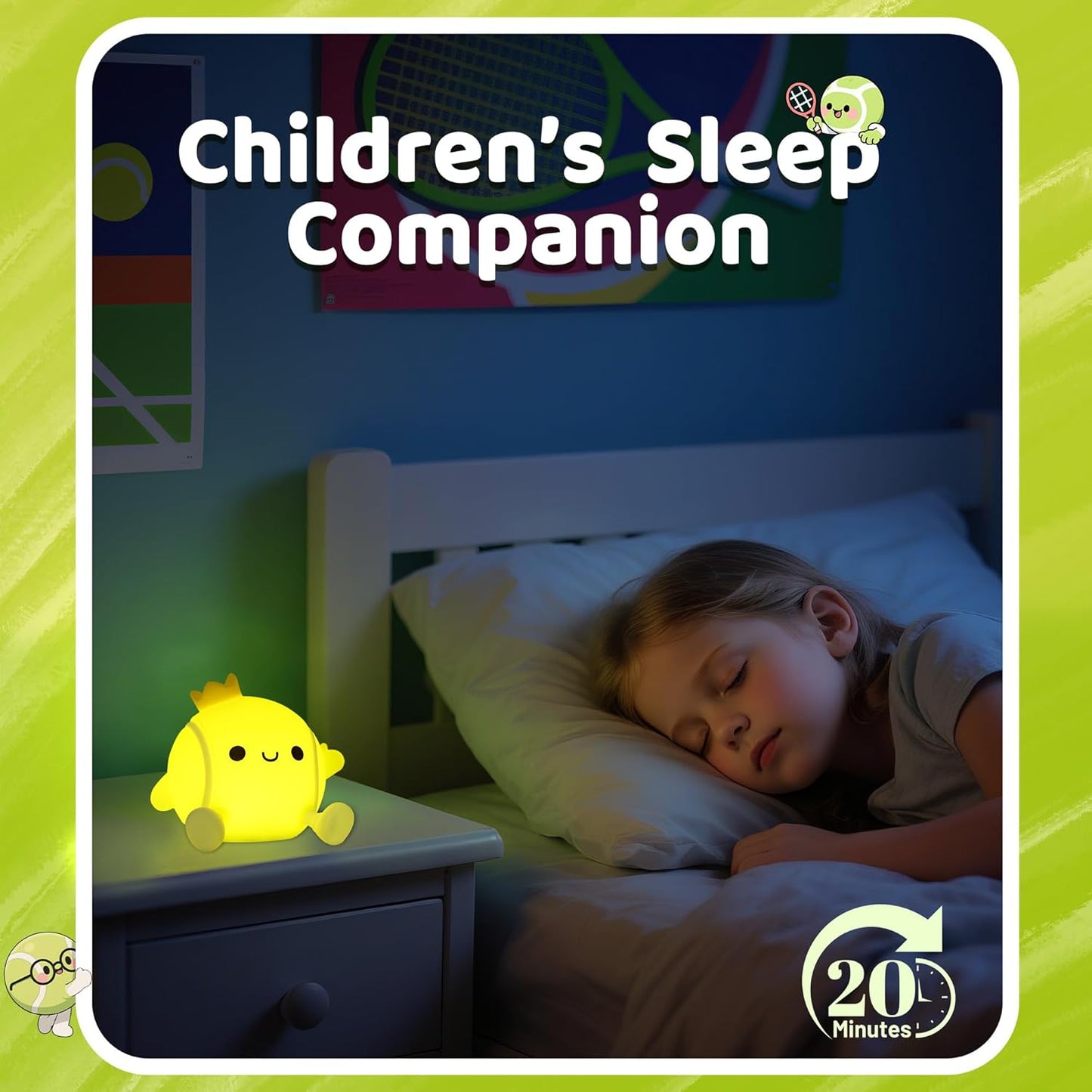 Attivilife Tennis Night Light, Tennis Ball Gifts for Kids, Rechargeable Nursery Bedroom Table Decor Dimmable LED Touch Lamp, Birthday Graduation Christmas Gift for Baby Boy Girl Teen Adult Athlete