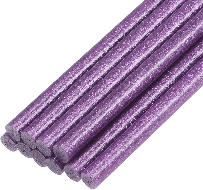 uxcell Mini Hot Glue Sticks for Glue Gun 0.27-inch x 4-inch Purple Glitter 10pcs