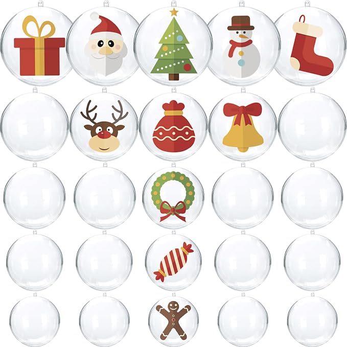 Christmas Ornaments Balls 25pcs Clear Plastic Fillable Ornaments