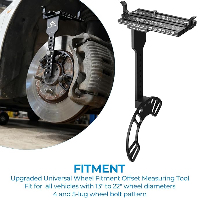 Wheel Fitment Tool Supports 13" to 22", 4 & 5 Lug Bolt Pattern | Fits 4 & 5 lug