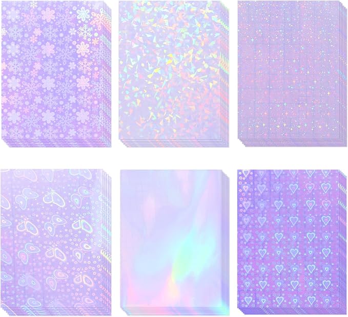 36 Sheets Holographic Laminate Sheets Clear Self Adhesive Sticker Paper |