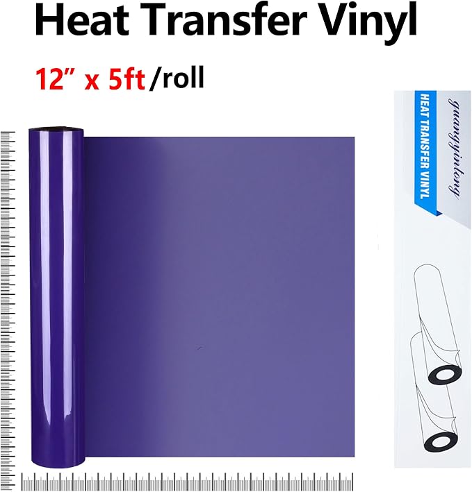 guangyintong Purple Heat Transfer Vinyl HTV Rolls, Glossy Surface HTV Vinyl