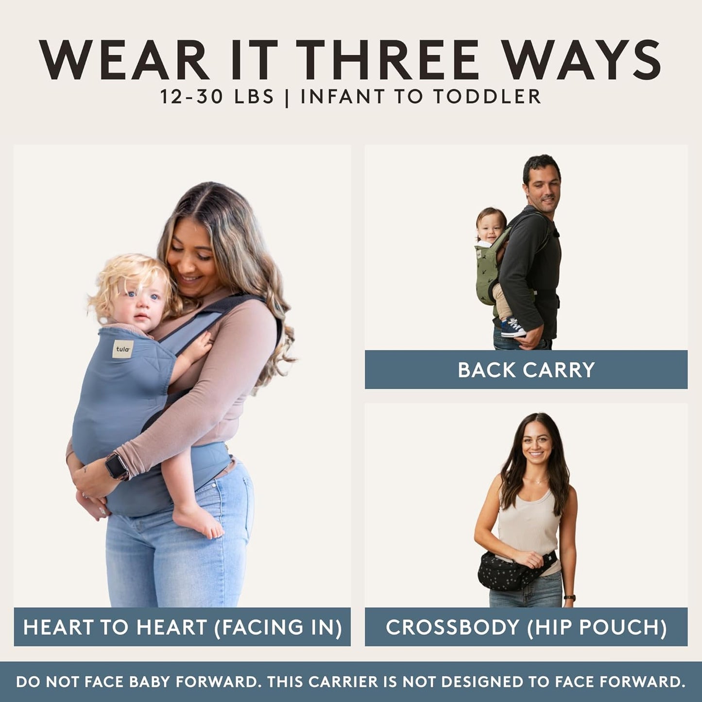 Baby Tula Lite Ripstop Nylon Compact Baby Carrier, Lightweight & Ergonomic Carrier for Travel w/Convenient Storage Hip Pouch, Multiple Carrying Positions for 12lbs to 30lbs - Discover (Black/Stars)