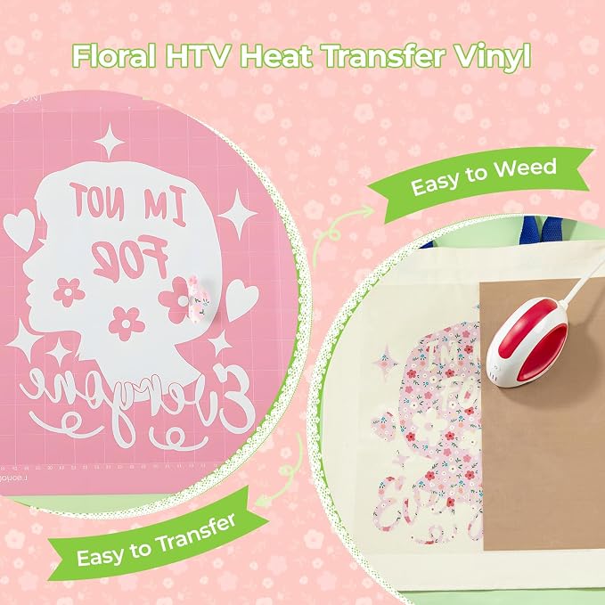 HTVRONT Floral HTV Heat Transfer Vinyl, 11 Packs Iron on Vinyl