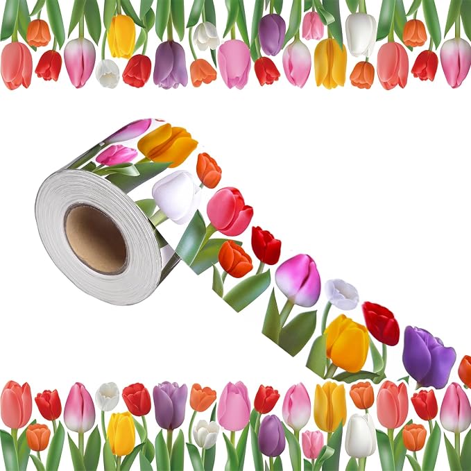 68.9 Feet Floral Bulletin Borders Decorations, Tuilp Border Bulletin Board
