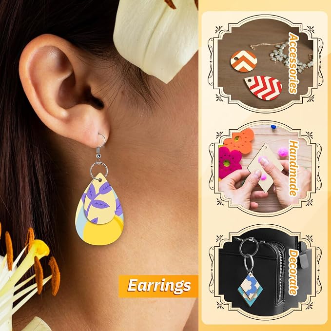 HAPY SHOP 300 Pieces Unfinished Wooden Earrings