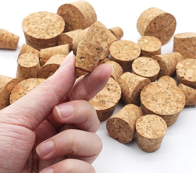 Uenhoy 30 Pcs Soft Wood Corks 6 Size, Wooden Tapered Cork Plugs Wine Bottle