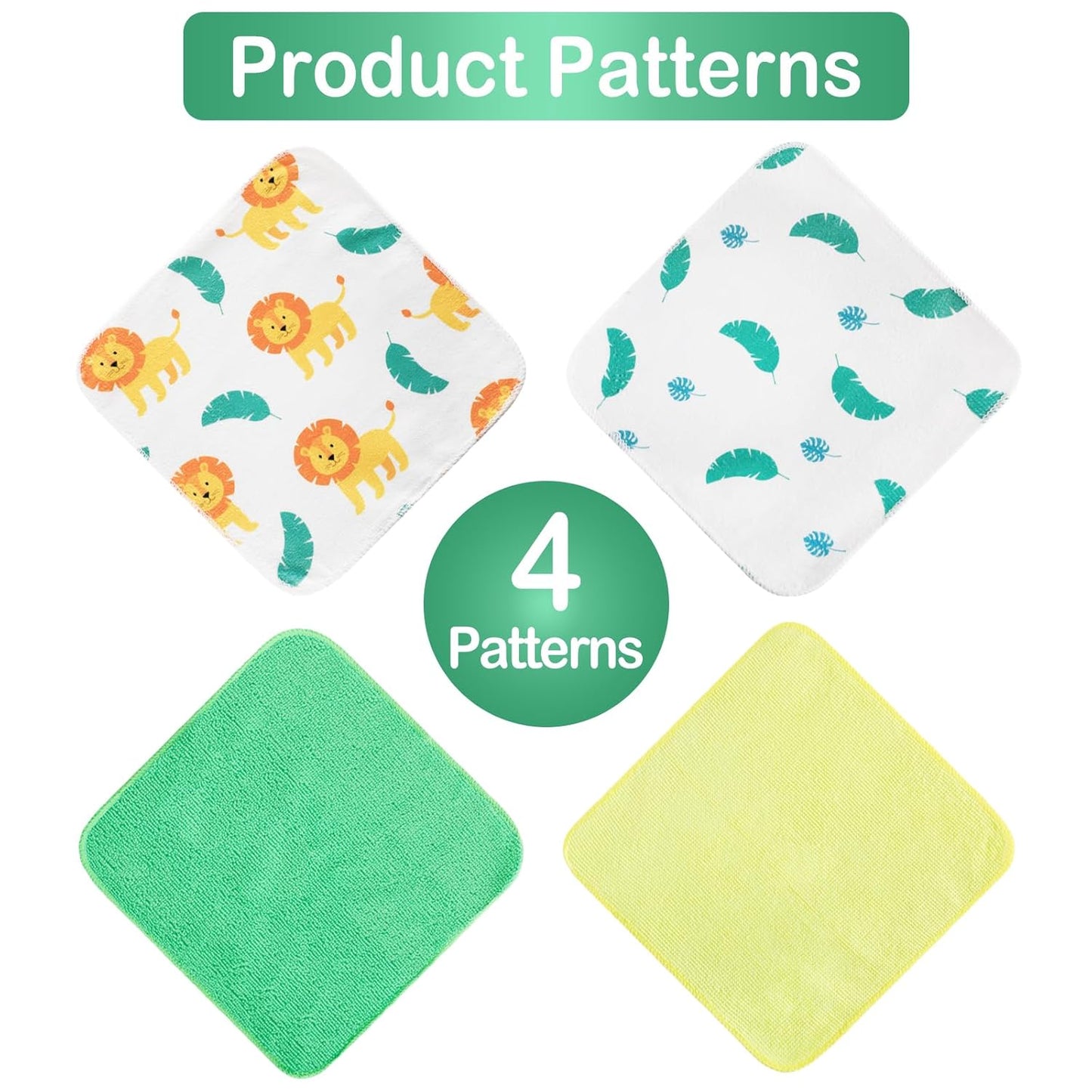 Baby Washcloths, 24Pack Baby Wash Cloths Extra Soft & Ultra Absorbent, Baby Towels and Washcloths Face Towels for Unisex Boys Girls Body, Washclothes Gentle on Sensitive Skin, 9x9 Lion