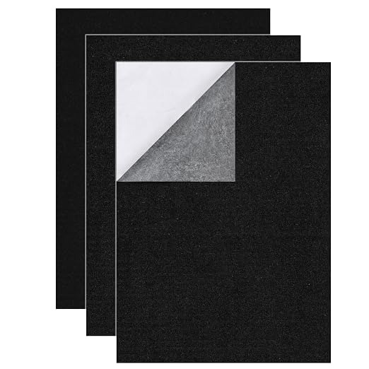 3PCS Large Self Adhesive Felt Sheet, 13.4"x10.8", 2mm Thick Stiff Black Felt