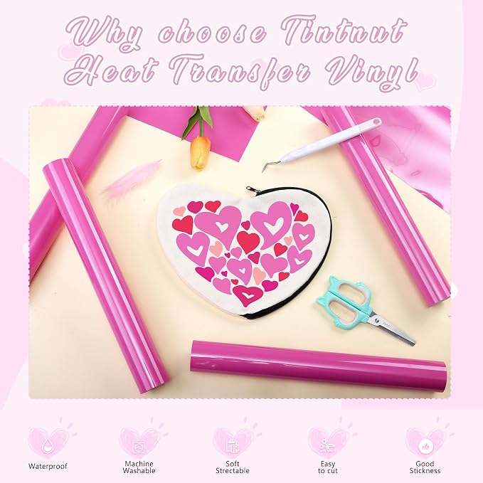 Tintnut Pink Frosting Heat Transfer Vinyl, easy cut & weed, stretch washable