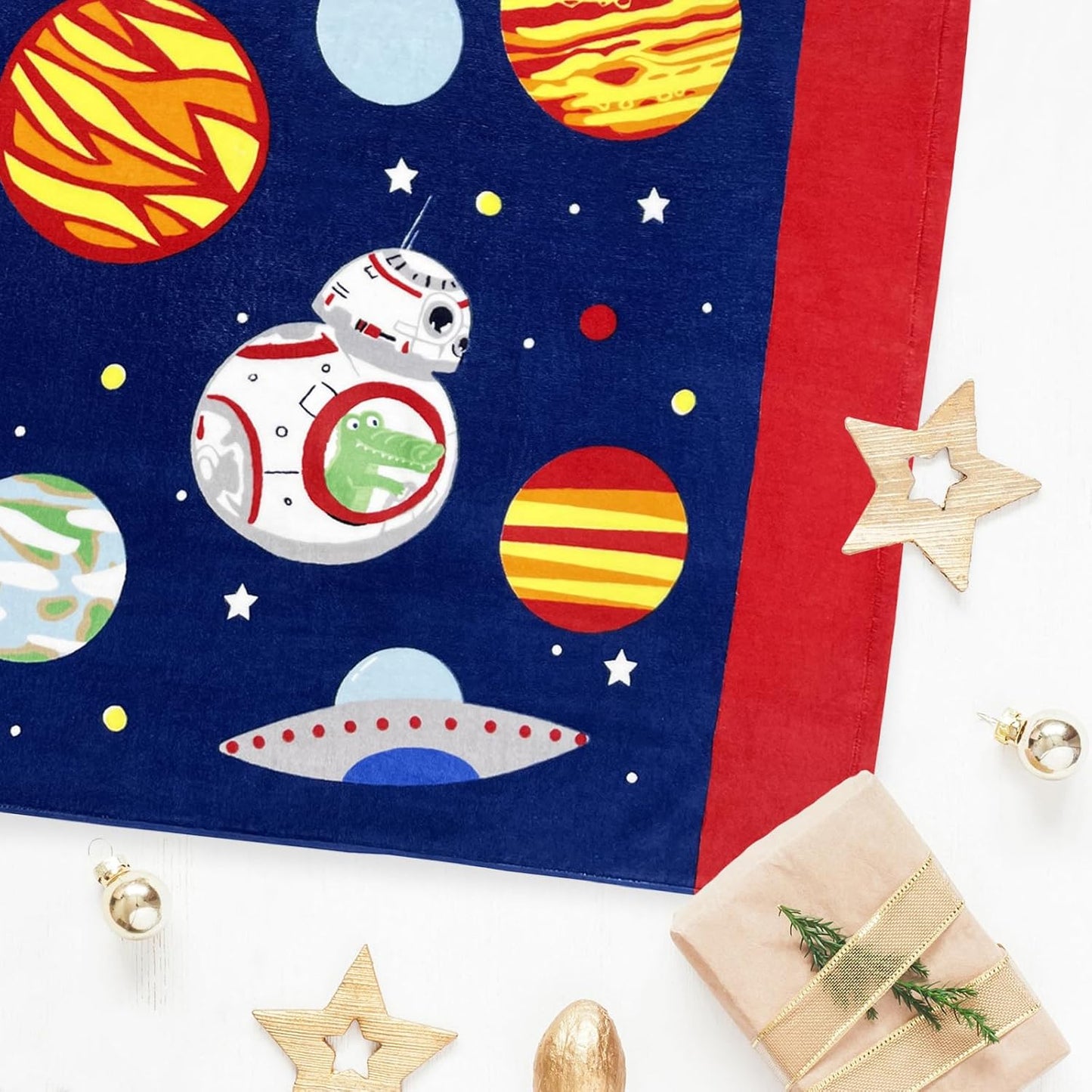 BANGSAUR Kids Hooded Beach Bath Towels, 100% Cotton 50"x30" Wrap Blanket, Toddlers Boys 3-12 Years Coverup Towel Outer Space N