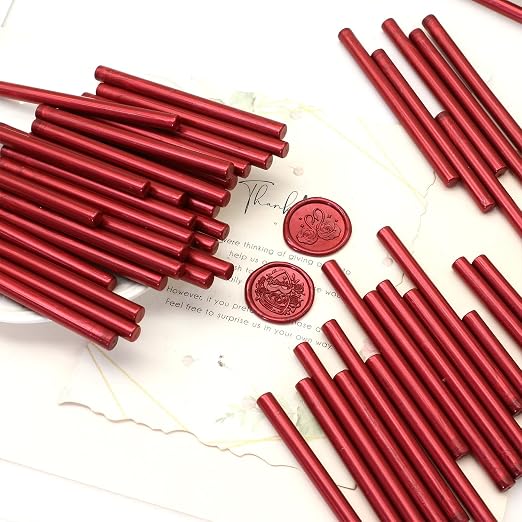 Wax Seal Kits, Flame Red Sealing Wax Sticks, HOSEALING Glue Gun and Wax Seal