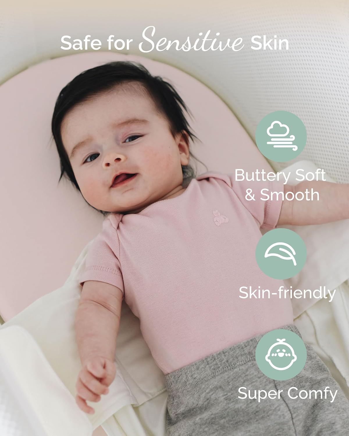 Bassinet Sheets 20x30 Inch for Graco Travel Lite Crib, Sense2Snooze, My View 4 in 1, Dream Suite and Guava Bassinet - Buttery Soft, Ultra Stretchy Sheets - Pale Pink + Lavendar + Cloud, 3 Pack