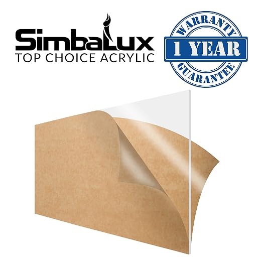 SimbaLux Acrylic Sheet Clear Cast Plexiglass 6”x12” 1/8” Thick 3mm, 2 Pack |