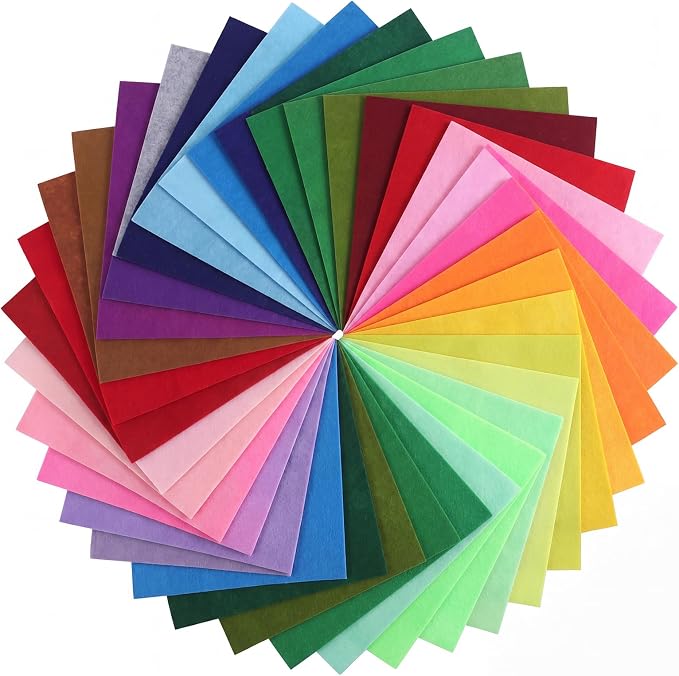 46 Pcs Felt Fabric Sheets, 12 x 12 Inch 46 Colors Felt Pack, 1 mm Thick | Soft