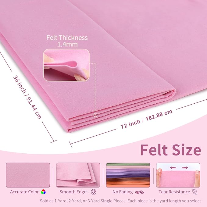 Baby Pink Fabric Sheet 72" X 36", 1.4mm Thick Large Soft Durable Flexible Craft