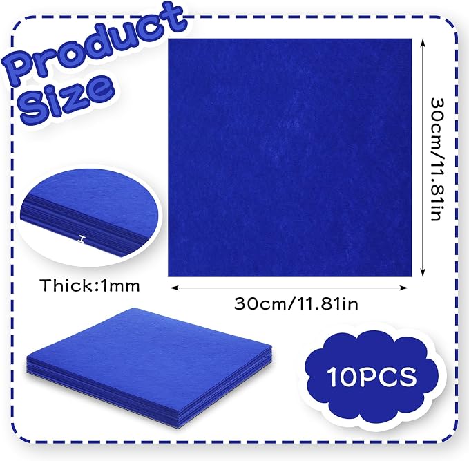 12" x 12" Squares Felt Sheets Fabric, 1mm Thick Halloween Christmas Fabric Fall