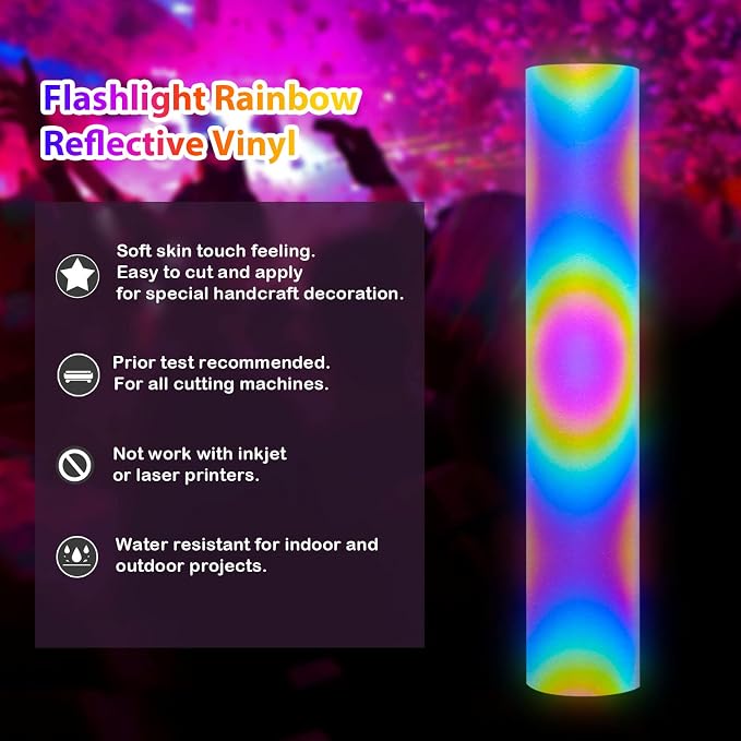 TECKWRAP Black Holographic Reflective Adhesive Vinyl Flashlight Sensitive Vinyl