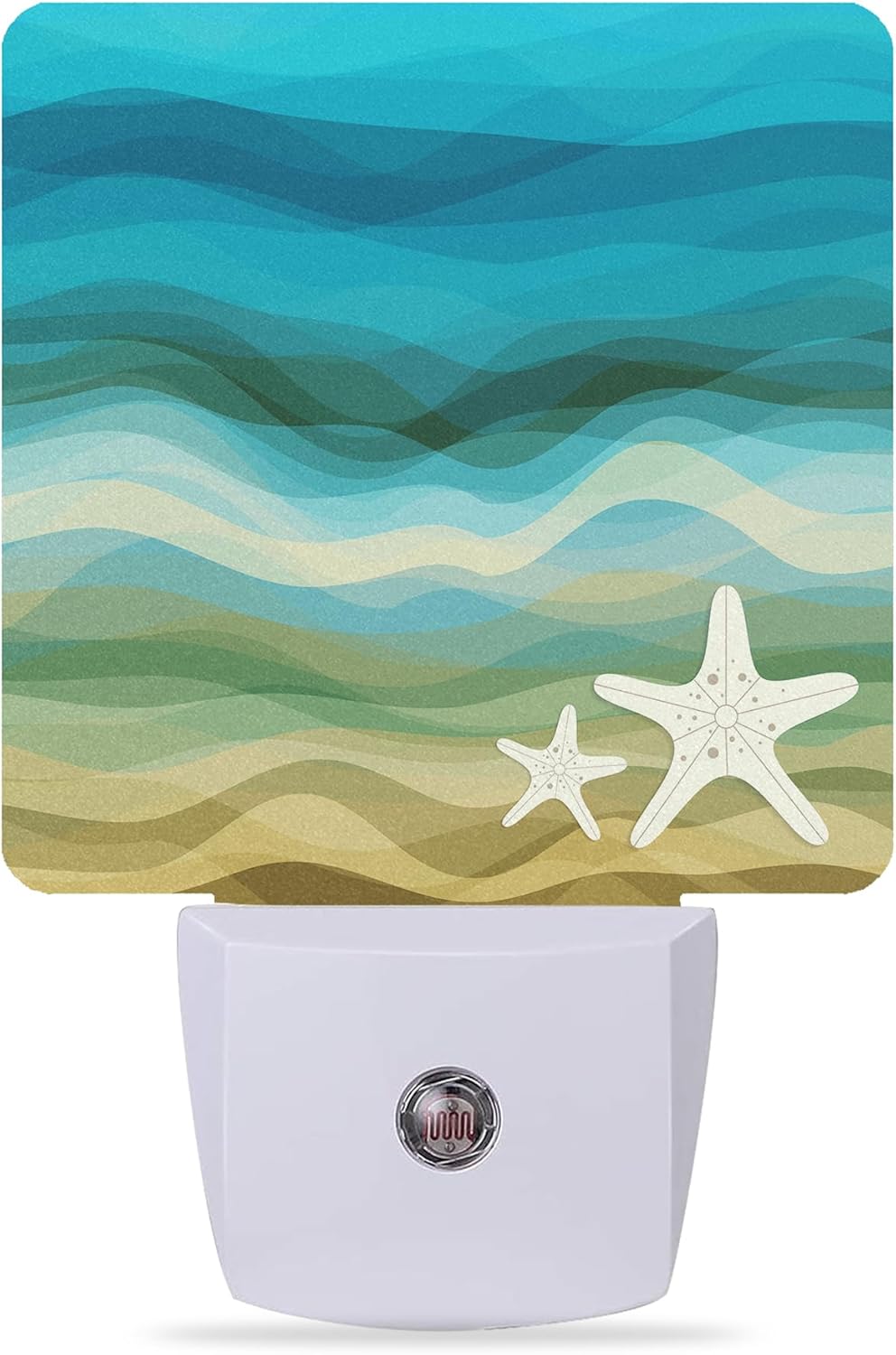Night Lights Plug into Wall Modern Waves Starfish Sandy Beach Night Lights Dusk to Dawn Sensor Led Lamp for Women Men,Led Lights for Stairway/Hallway/Bedroom,0.5W