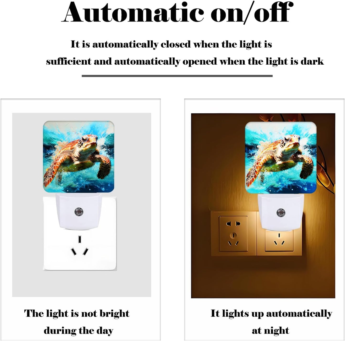 Sea Turtle Night Light,Plug-in Nightlights Auto Sensor Night Lamp Dusk-to-Dawn Lamp Home Decor for Nursery Children Girls Boys