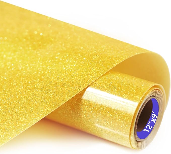 HTVVETUR Glitter Gold Heat Transfer Vinyl, Glow in The Dark HTV Vinyl Roll 12"