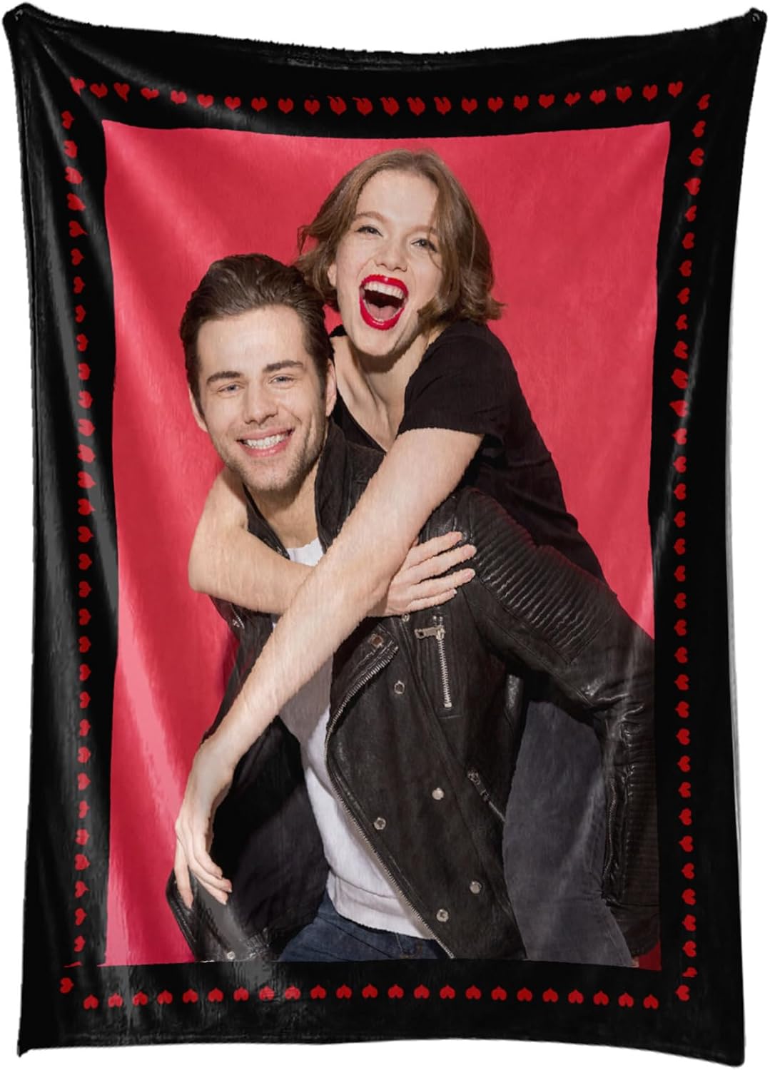 Personalized Blanket with Photos Text Custom Blankets Thows with Picture Customizable Photo Blanket Gifts for Mom Dad Couple Girlfriend Boyfriend Wife Husband, 50 * 60in