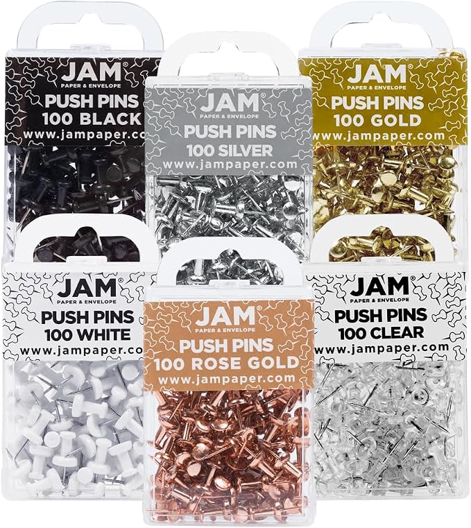 JAM PAPER Colorful Push Pins