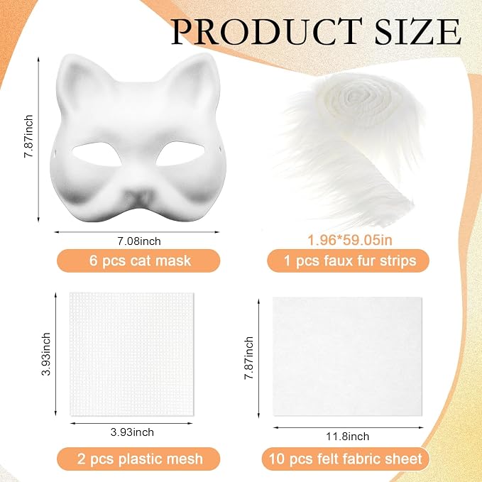 Seenelling DIY Therian Mask Kit Blank Cat Mask